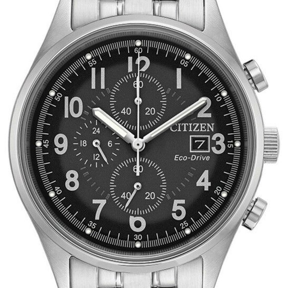 Citizen 42mm Silver Chrono Eco Drive Watch w/ box - Picture 2 of 4